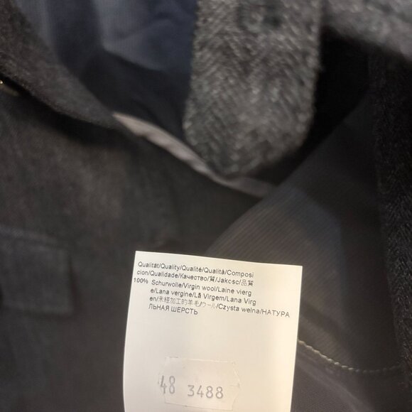 Hugo Boss $450 Mens Herringbone Charcoal Gray Wool Military Style‎ Jacket Sz 38R - Picture 10 of 10